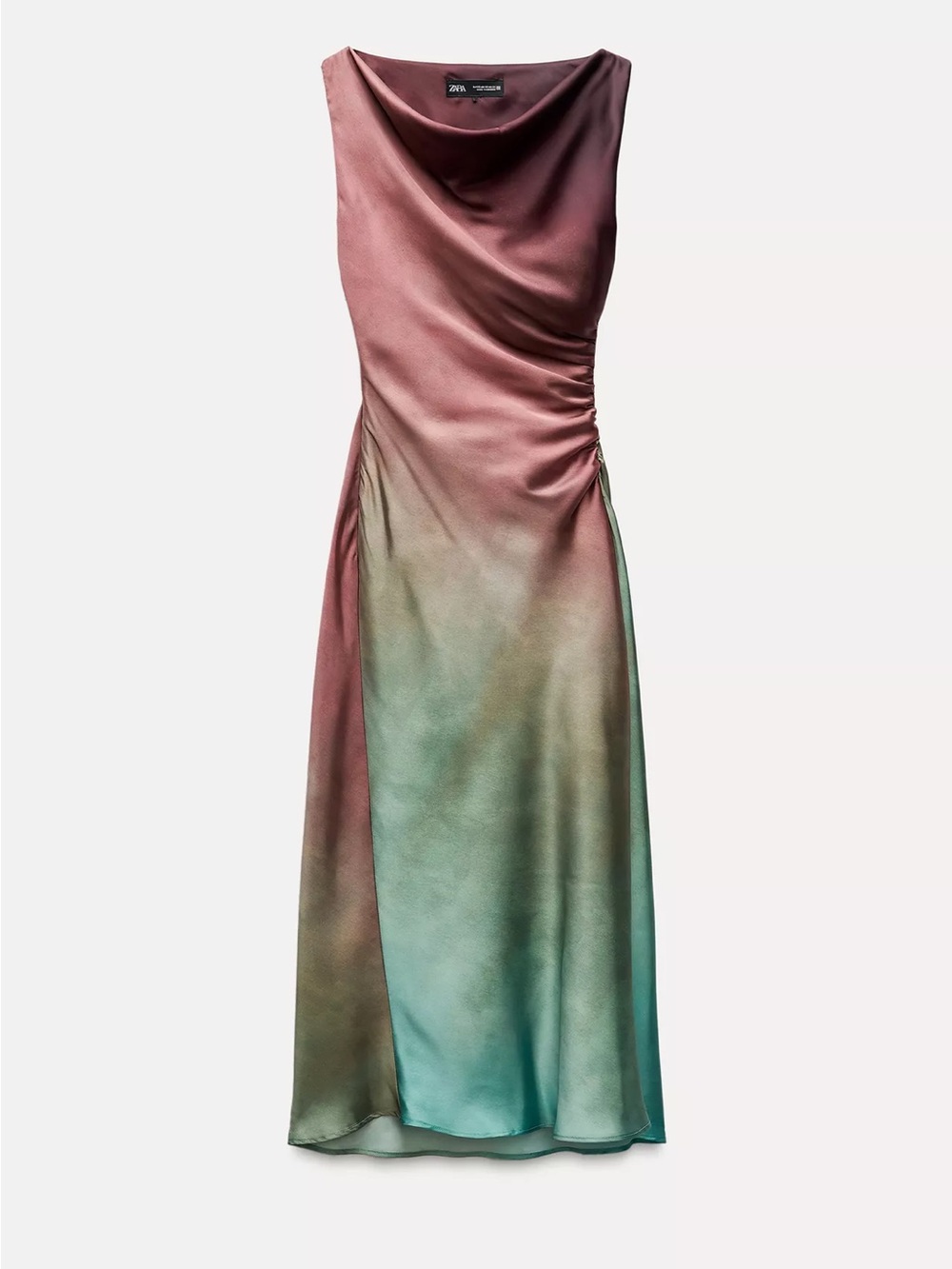 Zara Satin Ombre Maxi Dress in Rose and Teal